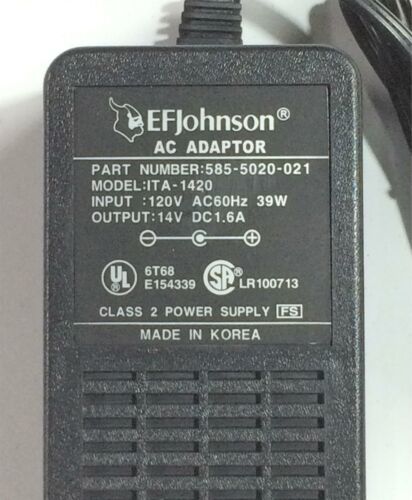 EF JOHNSON AC ADAPTER POWER SUPPLY ITA-1420 585-5020-021 [Lot of 2] NOS