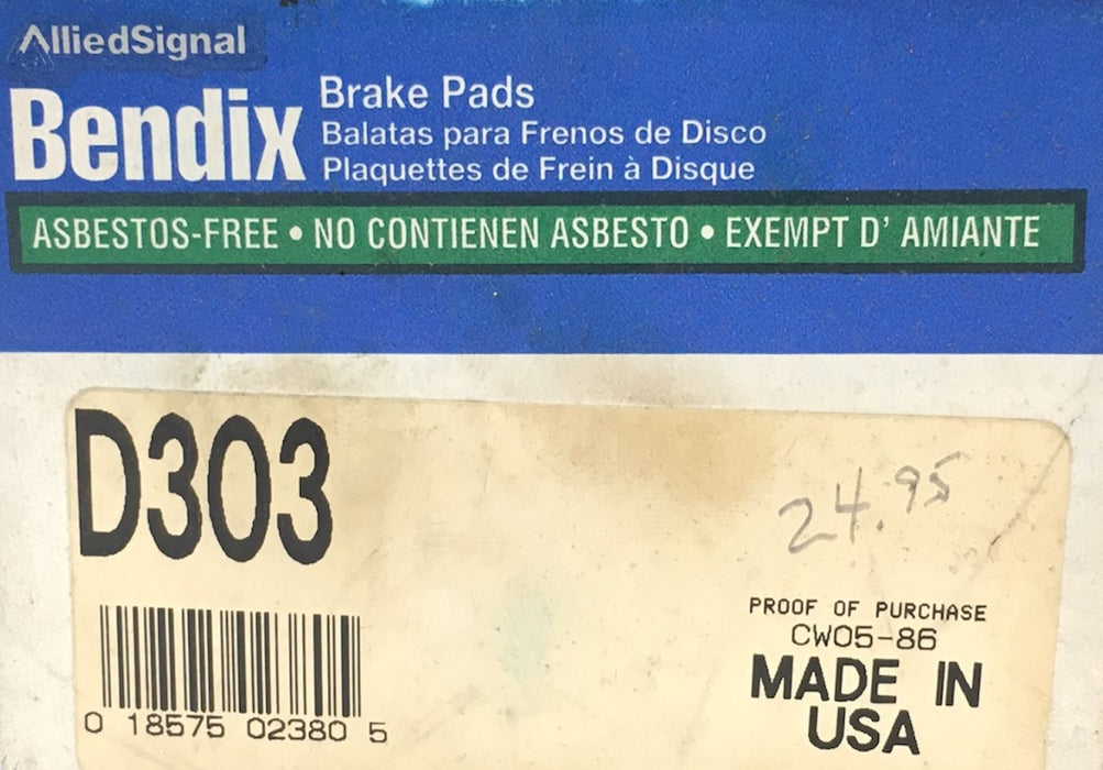 Bendix Brake Pads D303 NOS
