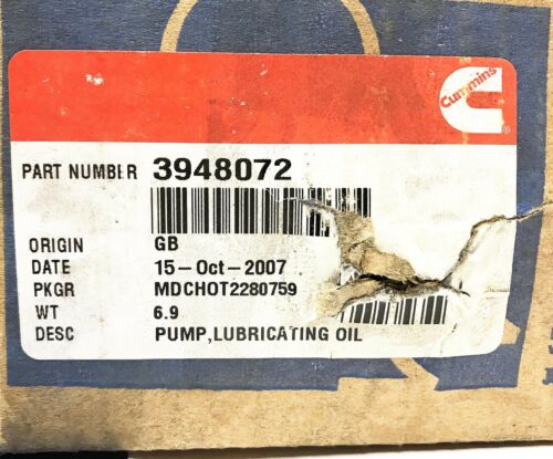 Cummins OEM 6T 8.3L Diesel Oil Pump 3948072 NOS