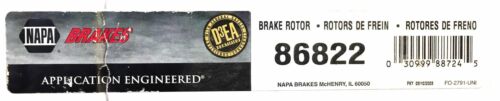 Napa Brake Rotor 86822 NOS