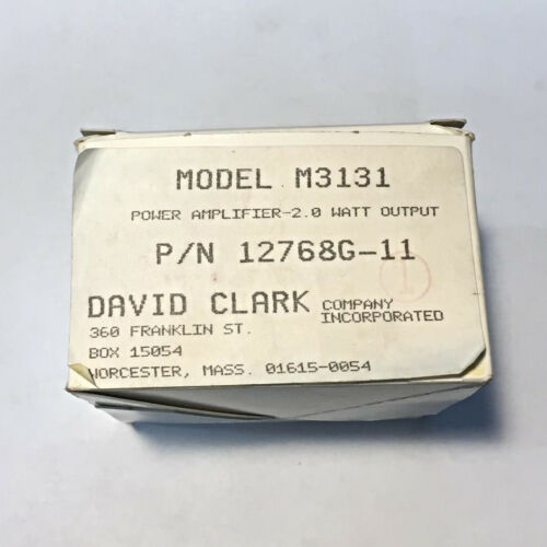 David Clark Co. Power Amplifier 2.0 Watt Output 12768G-11 NOS