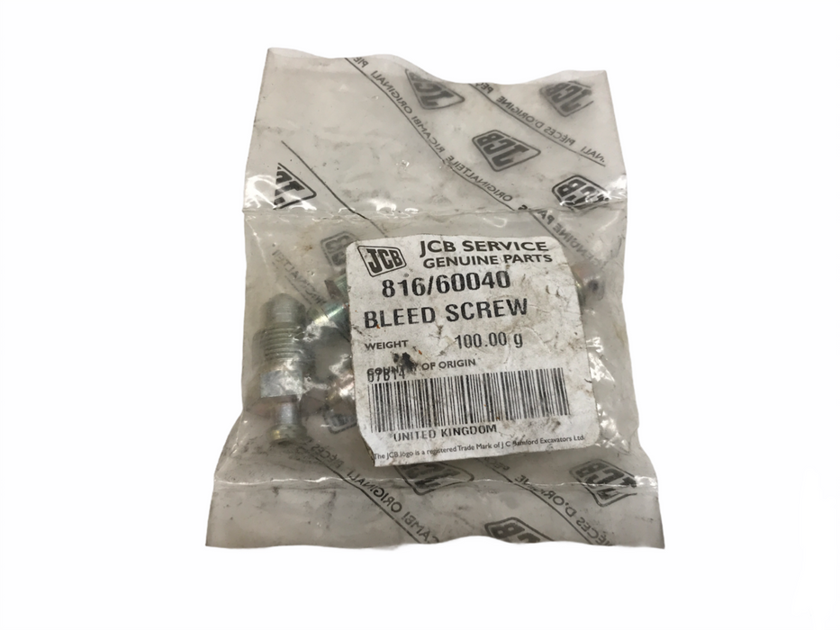 JCB Backhoe Brake Bleed Nipple Screw 816/60040 [Lot of 5] NOS