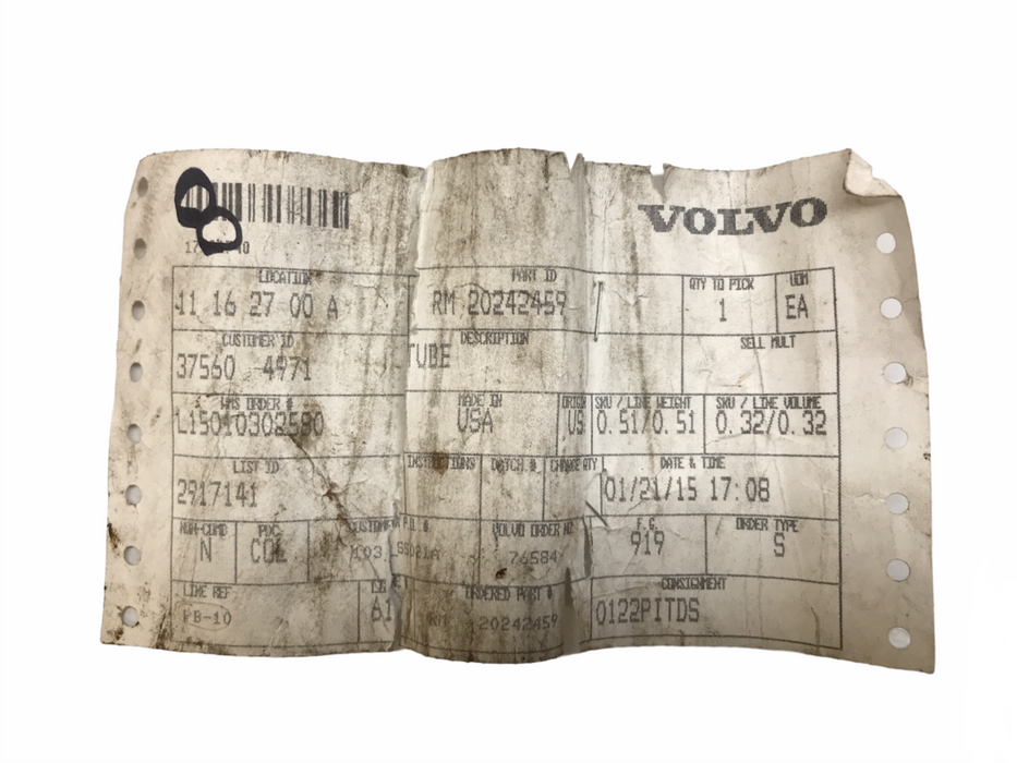 Volvo Construction OEM Tube RM20242459 NOS