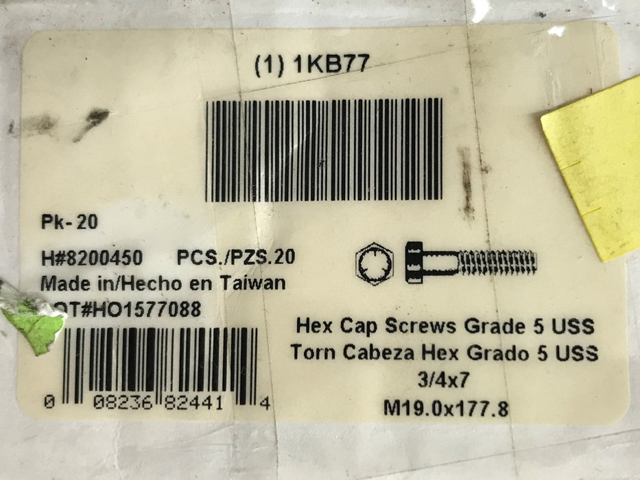 Hillman 3/4 x 7" Hex Cap Screws 8200450 [Lot of 19]  NOS