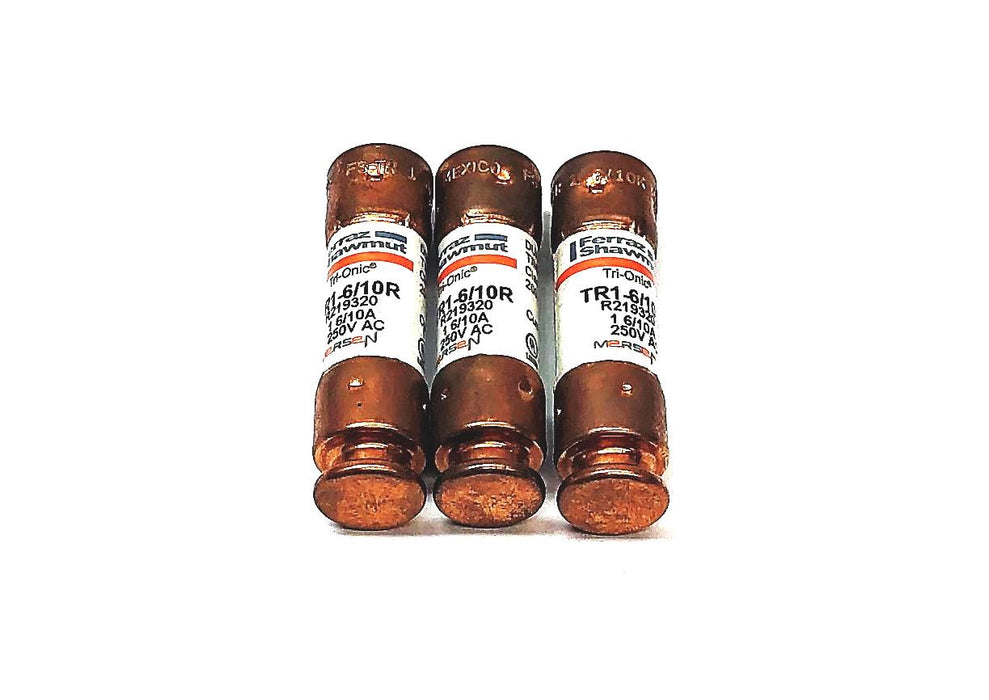 Ferraz Shawmut Tri-Onic 250VAC 1 6/10A Fuse TR1-6/10R (R219320) [Lot of 3] NOS