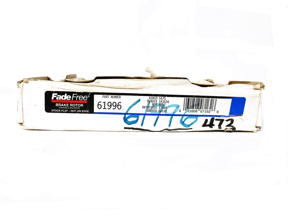 Fade Free Disc Brake Rotor 61996 NOS