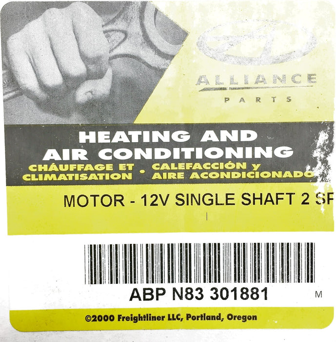 Alliance Parts/Freightliner Motor 12V Single Shaft ABP N83 301881 NOS