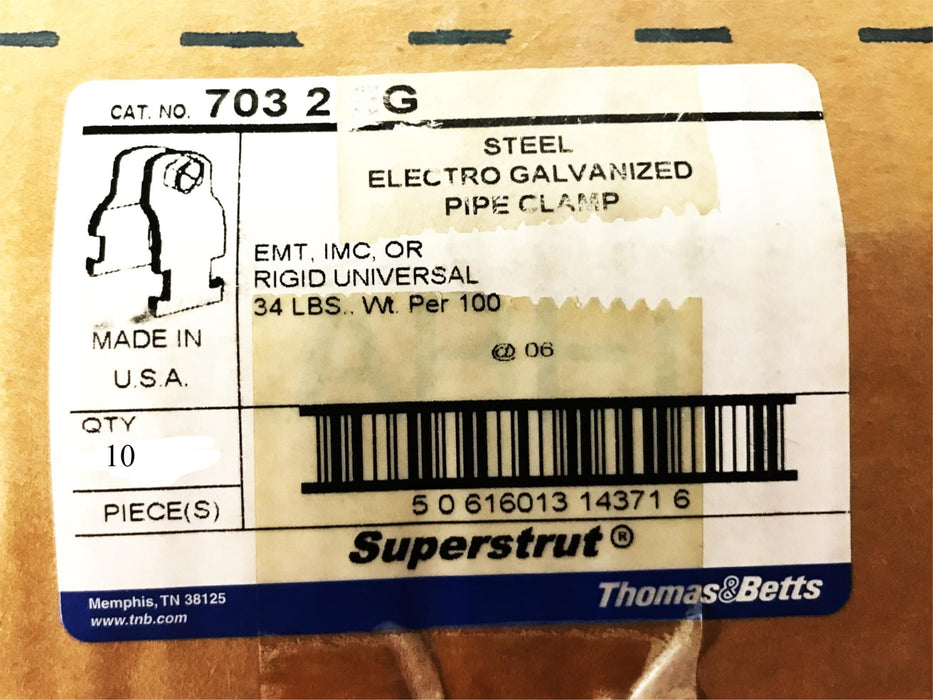 Thomas & Betts Galvanized Steel Rigid Conduit Clamp 703-2EG [Box of 50] NOS