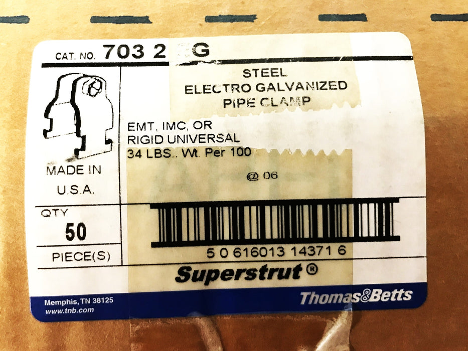 Thomas & Betts Galvanized Steel Rigid Conduit Clamp 703-2EG [Lot of 10] NOS