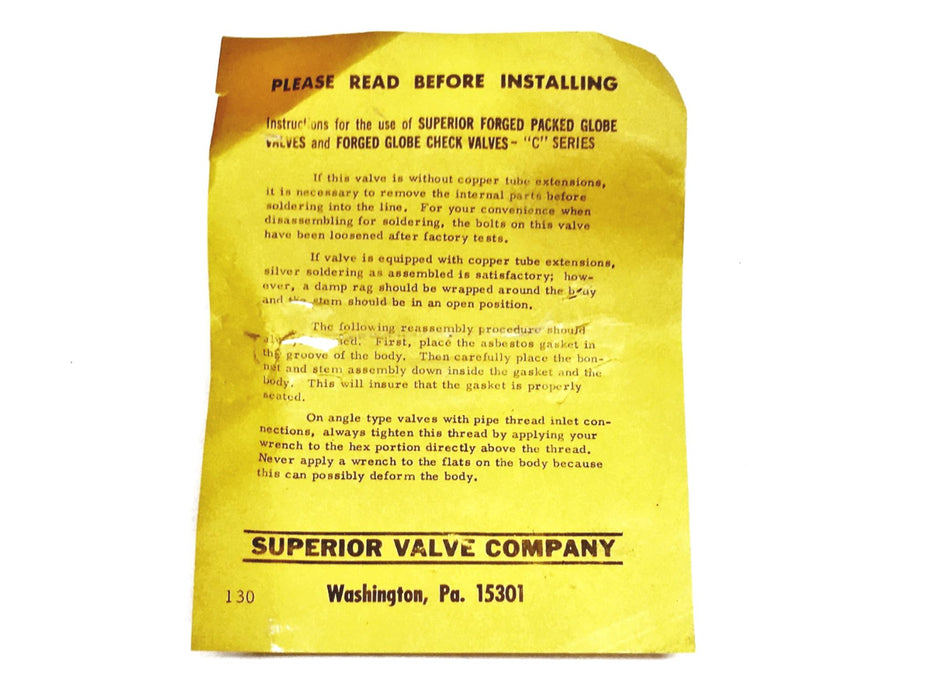 Superior 2 Inch Brass Refrigeration Globe Valve Series C NOS