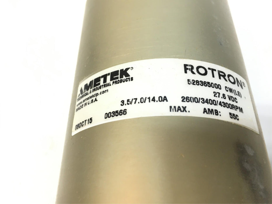 Ametek Rotron Blower Motor 52836500 CW (LE) 27.6 VDC, 2600/3400/4300 RPM