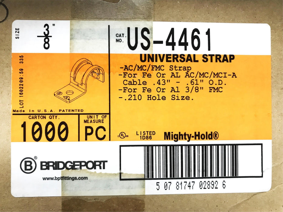 Bridgeport 3/8" Stainless Steel Universal Strap US-4461 [Box of 1000] NOS