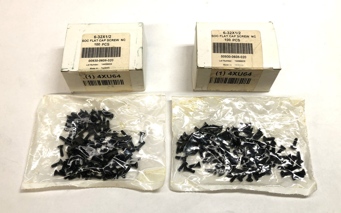 Unbranded Fully Threaded Flat Socket Cap Screws (100pcs) 6-32X1/2 [Lot of 2] NOS