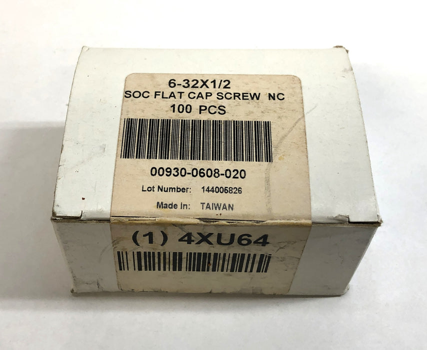 Unbranded Fully Threaded Flat Socket Cap Screws (100pcs) 6-32X1/2 [Lot of 2] NOS