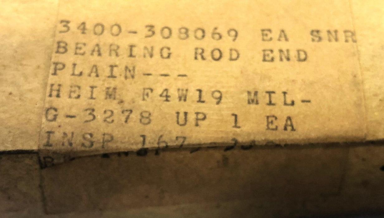 Heim Rod End Bearing F4-W19 NOS
