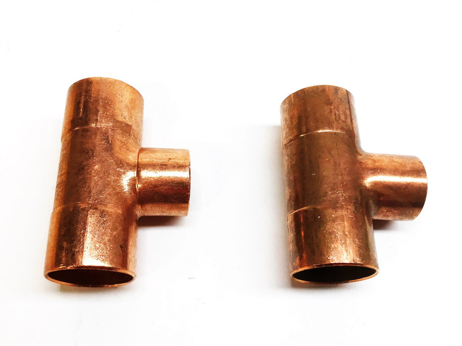Unbranded 1-1/2" Sweat x 1-1/4" Sweat x 1-1/2" Sweat Copper Tee [Lot of 2] NOS
