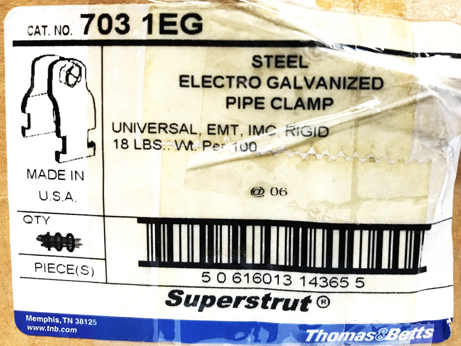 Thomas & Betts Galvanized Steel Pipe Clamp 703-1EG [Lot of 8] NOS