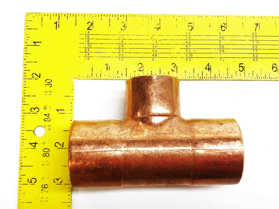 Unbranded 1-1/2" Sweat x 1-1/4" Sweat x 1-1/2" Sweat Copper Tee [Lot of 2] NOS