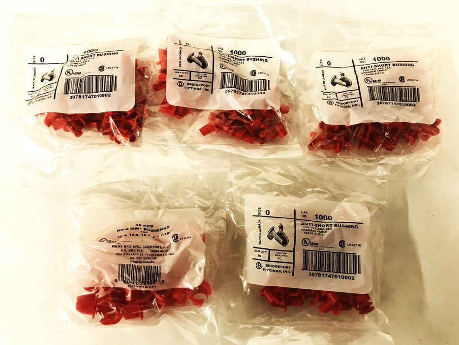 Bridgeport Size O Anti-Short Bushings, Bag of 50 [Lot of 5] NOS