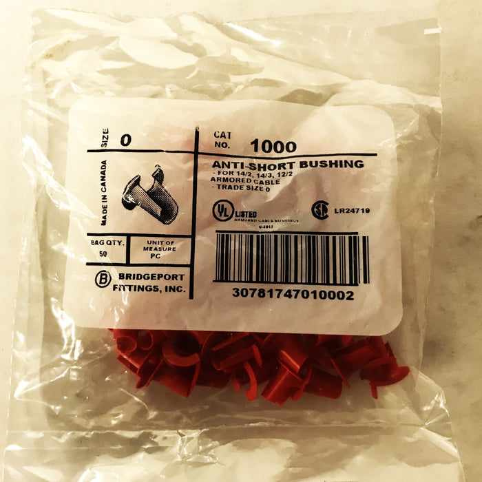 Bridgeport Size O Anti-Short Bushings, Bag of 50 [Lot of 5] NOS