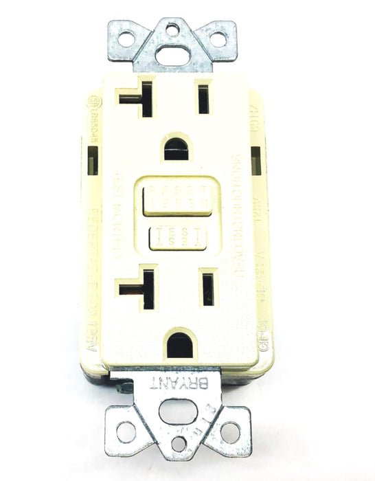 Hubbell Bryant 20A 125VAC 5MA Trip Level Ivory HFCI Receptacle GF53IA NOS