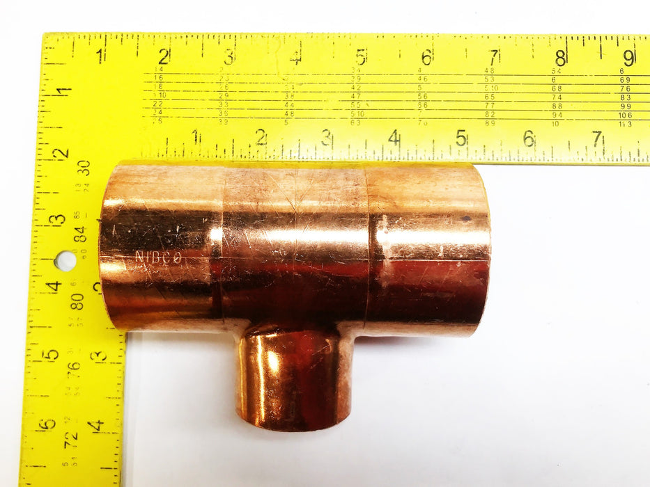 Nibco 2" Sweat x 1-1/4" Sweat x 2" Sweat Copper Reducing Tee NOS