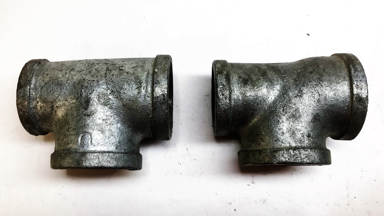 Unbranded Galvanized 1-3/4" F x 1-3/4" F x 1-1/2" F Tee Coupling [Lot of 2] NOS