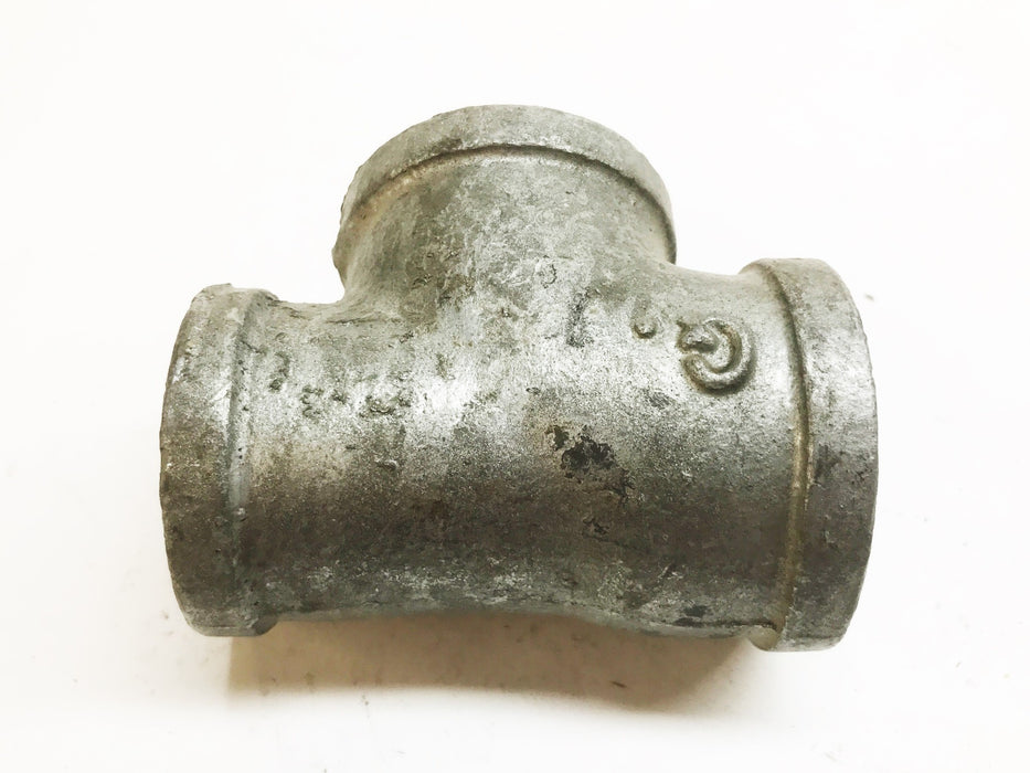 Unbranded Galvanized 1-3/4" F x 1-3/4" F x 1-1/2" F Tee Coupling [Lot of 2] NOS