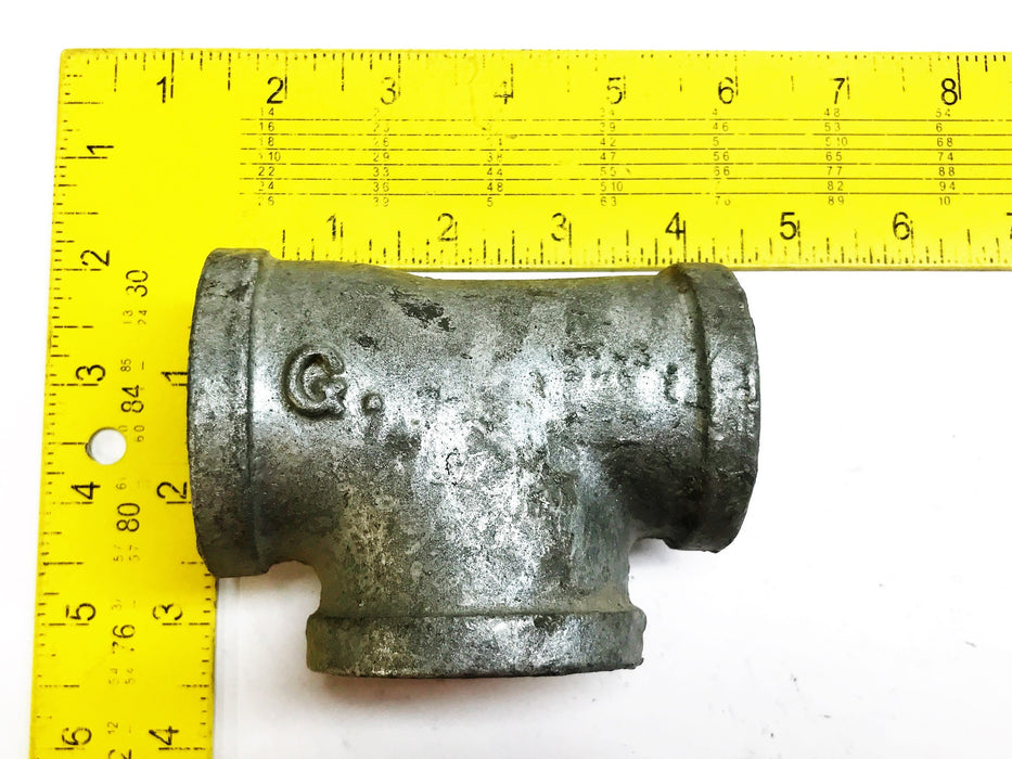 Unbranded Galvanized 1-3/4" F x 1-3/4" F x 1-1/2" F Tee Coupling [Lot of 2] NOS