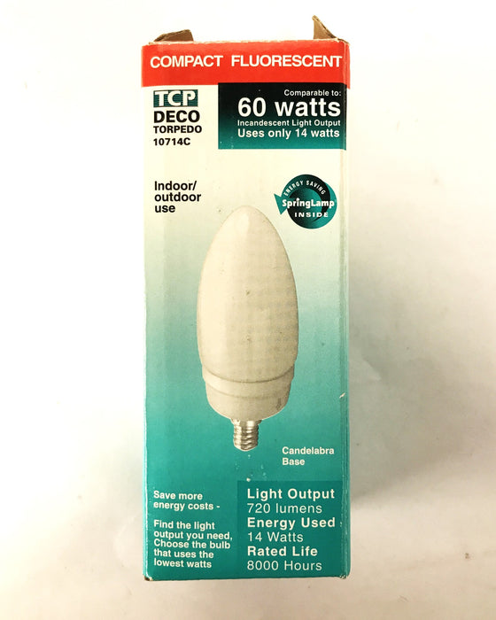 TCP 14W Torpedo Candelabra Base Light Bulbs 10714C [Lot of 11] NOS