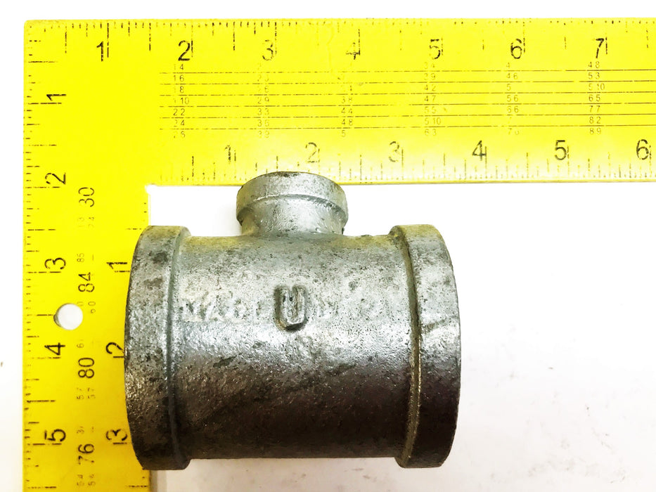 Unbranded Galvanized 1-3/4" F x 1-3/4" F x 3/4" F Tee Coupling [Lot of 3] NOS