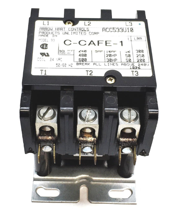 Arrow Hart 3 Pole 24VAC 50/60Hz Magnetic Contactor ACC533U10 USED