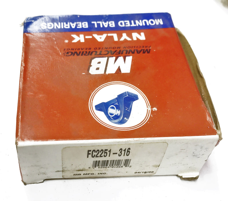 MB "Nyla-K" Mounted Ball Bearing FC2251-316 NOS
