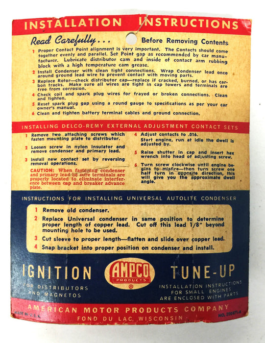 Ampco Ignition Tune-Up Kit TK401 NOS