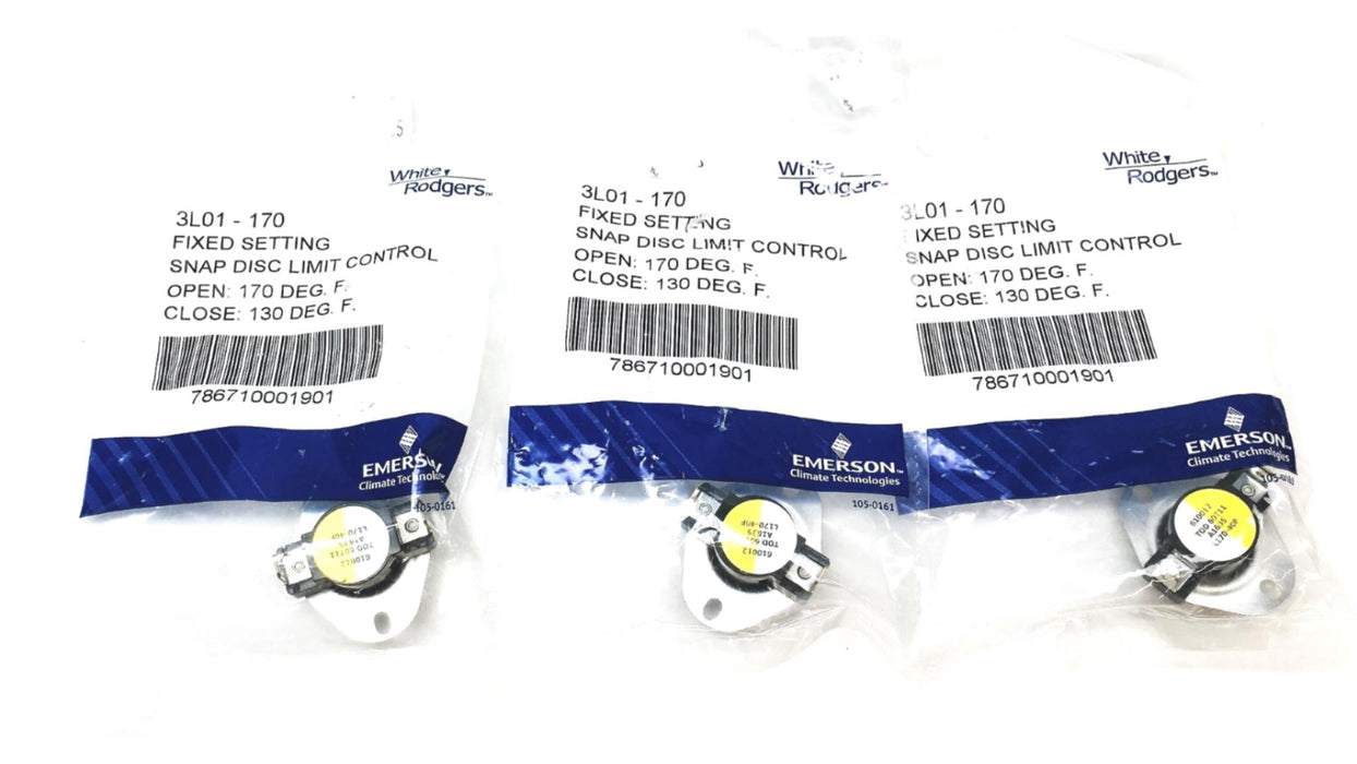 Emerson Fixed Setting Snap Disc Limit Control 3L01-170 [Lot of 3] NOS
