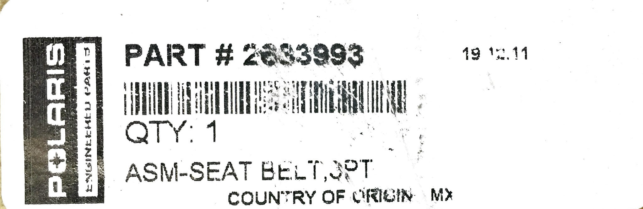 Polaris 3-Point Seat Belt Assembly 2633993 NOS