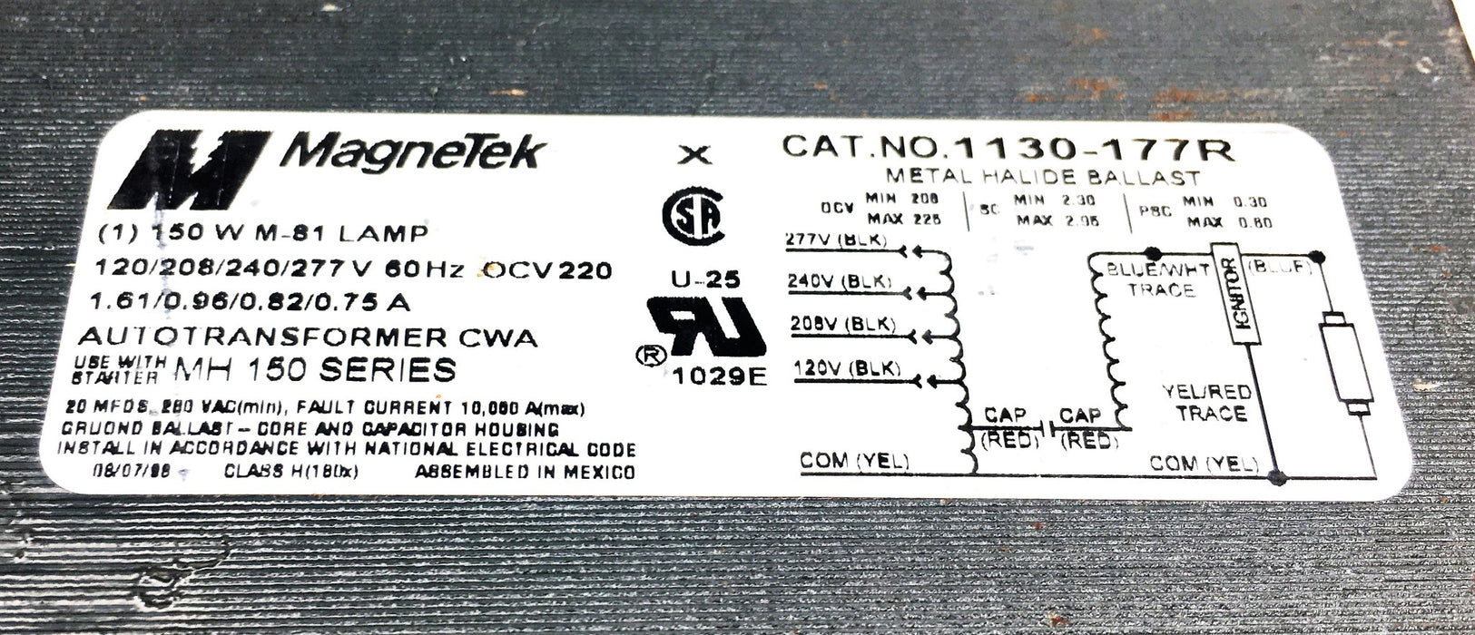Magnetek Autotransformer CWA Metal Halide Ballast 1130-177R USED