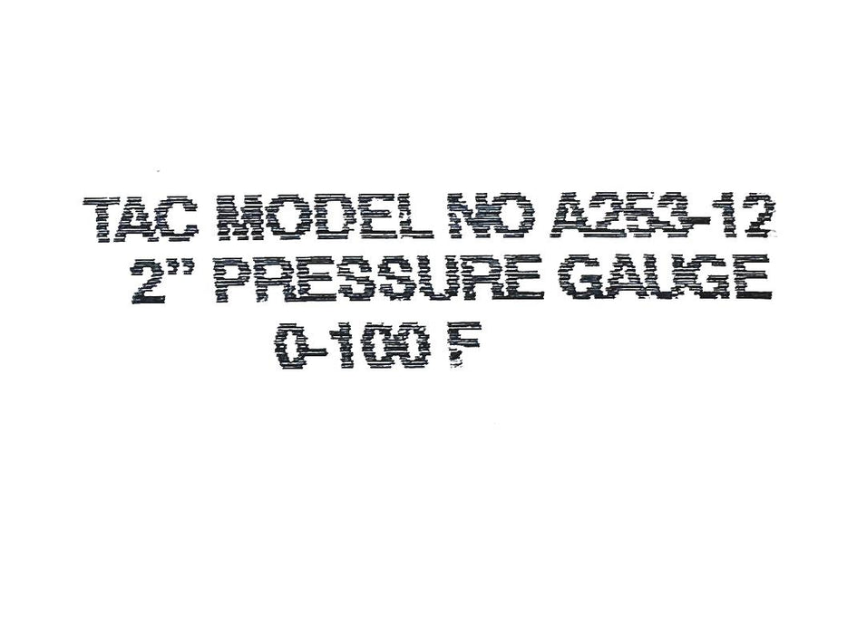 Barber-Colman TAC 2 Inch Pressure Gauge 0-100F A253-12 NOS