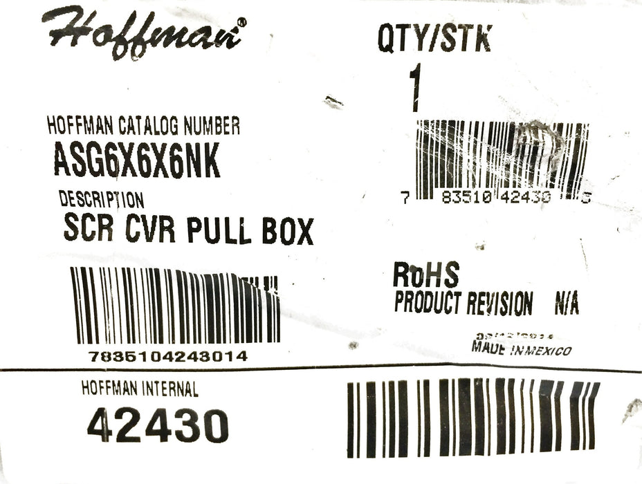 Hoffman CVR Pull Box 42430 NOS