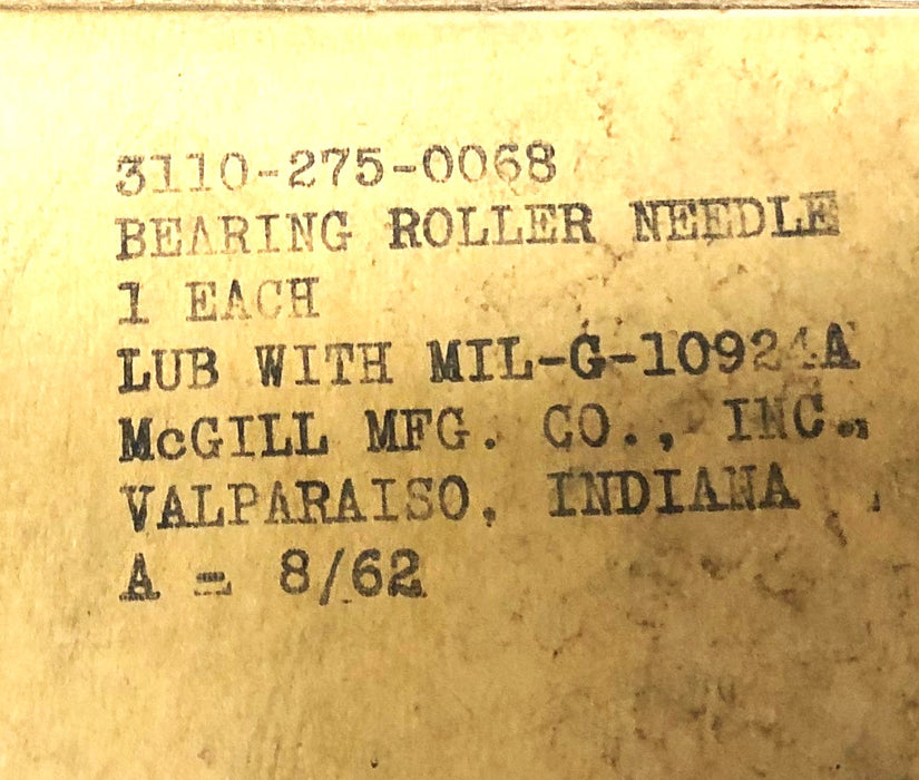 McGill Needle Roller Bearing MT-416 NOS