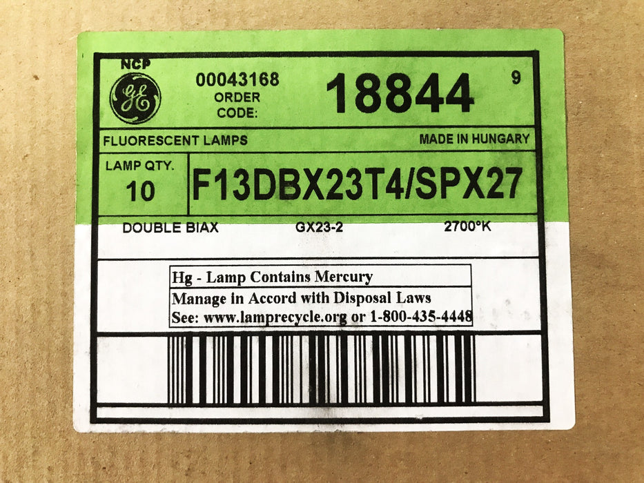 General Electric 13 Watt Compact Fluorescent Lamp 18844 [Lot of 10] NOS