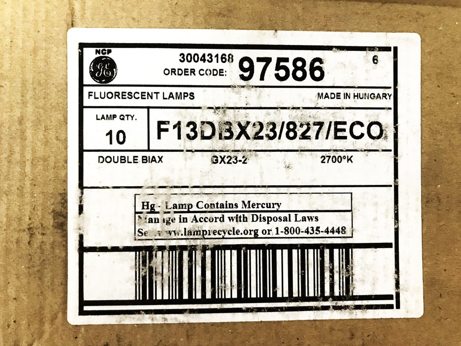 General Electric 13 Watt 2 Pin Quad-Tube Fluorescent Lamp 97586 [Lot of 10] NOS