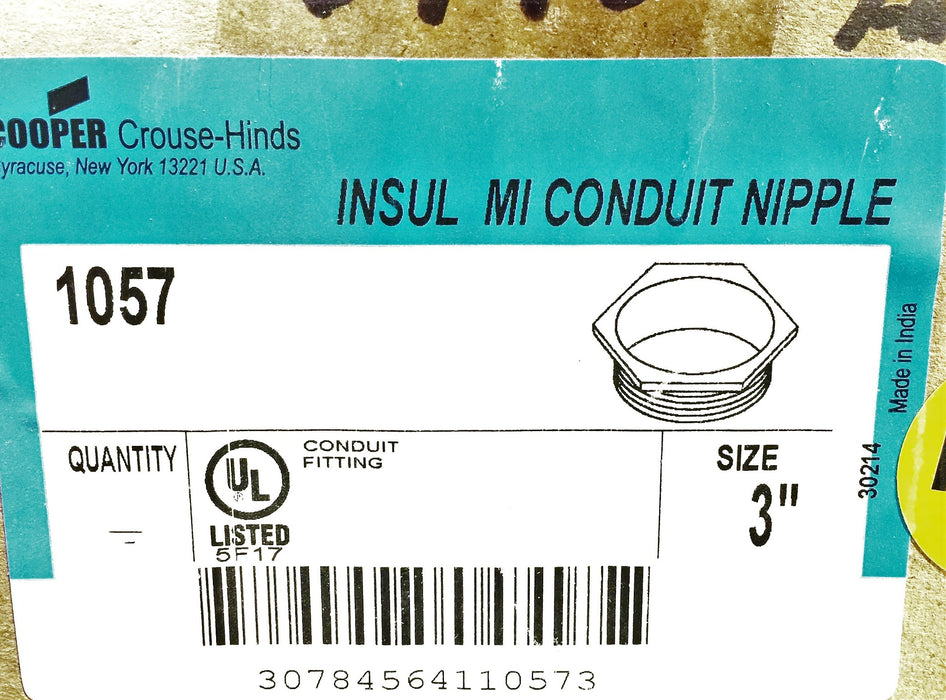 Cooper/Crouse-Hinds Conduit Nipple 1057 NOS
