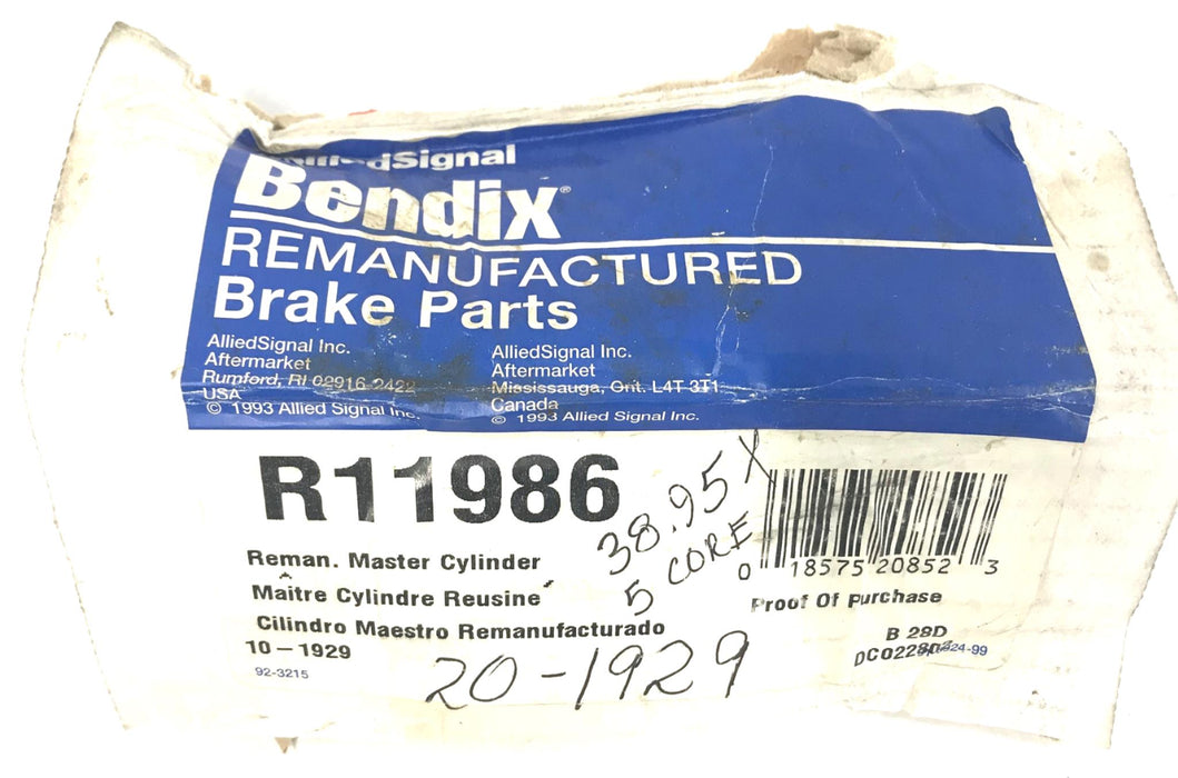 Bendix Brake Master Cylinder R11986 REMANUFACTURED