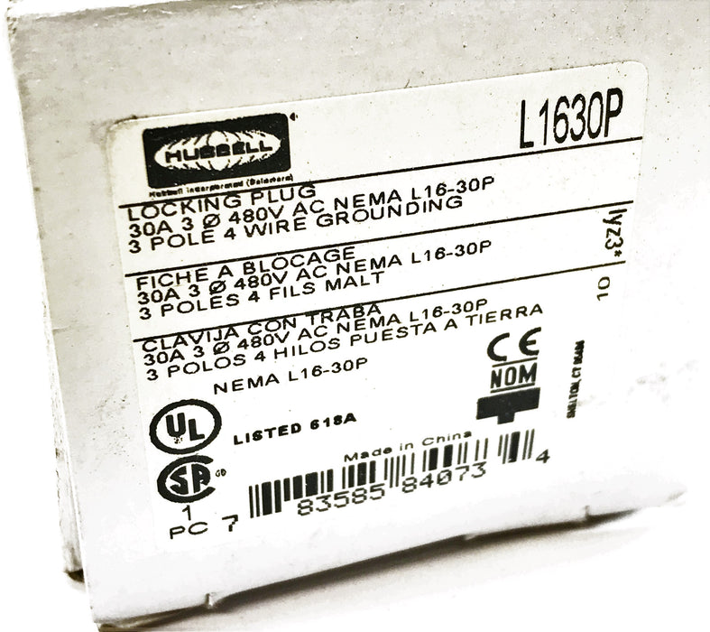Hubbell L16-30 Locking Plug 30A 480V L1630P NOS