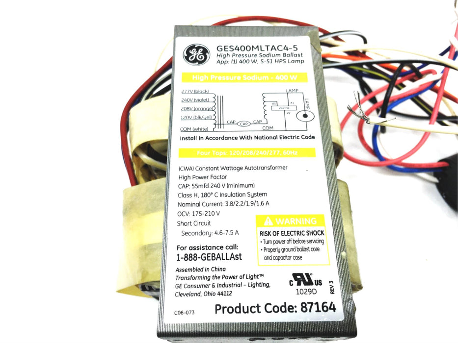 General Electric High Pressure Sodium Ballast GES400MLTAC4-5 (87164) NOS