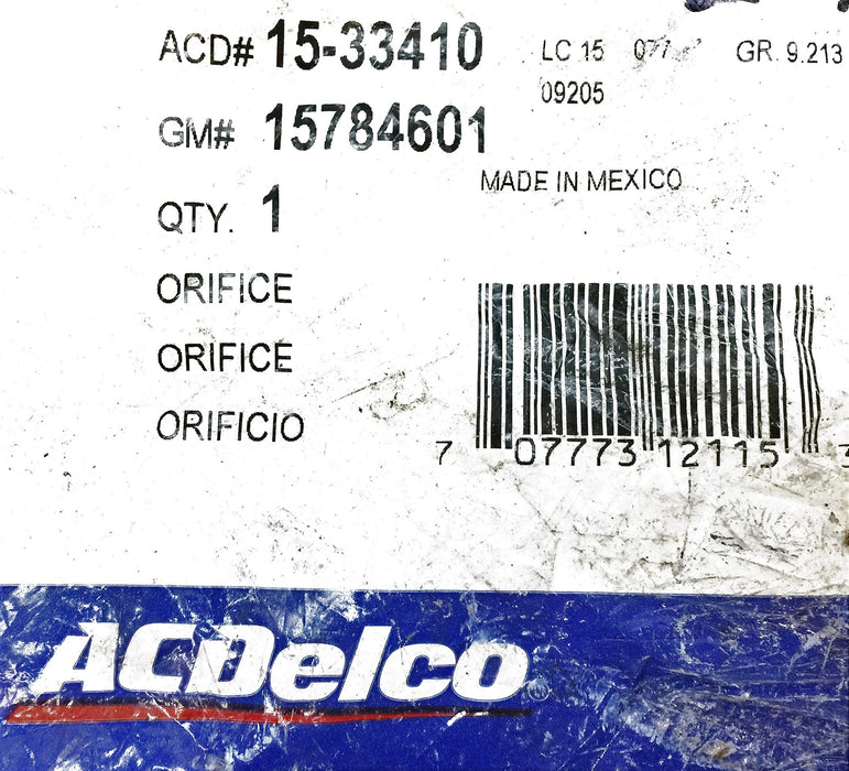 AC Delco Orifice Tube 15-33410 (15784601) NOS