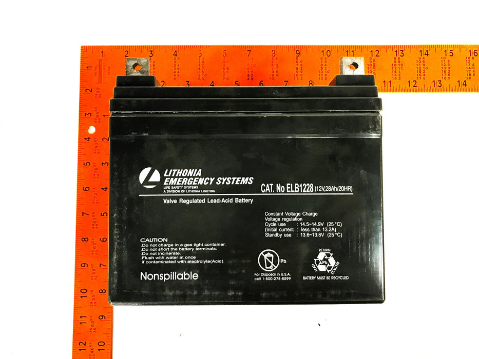 Lithonia 12V 28Ah Sealed Lead Calcium Emergency Light Battery ELB1228 NOS