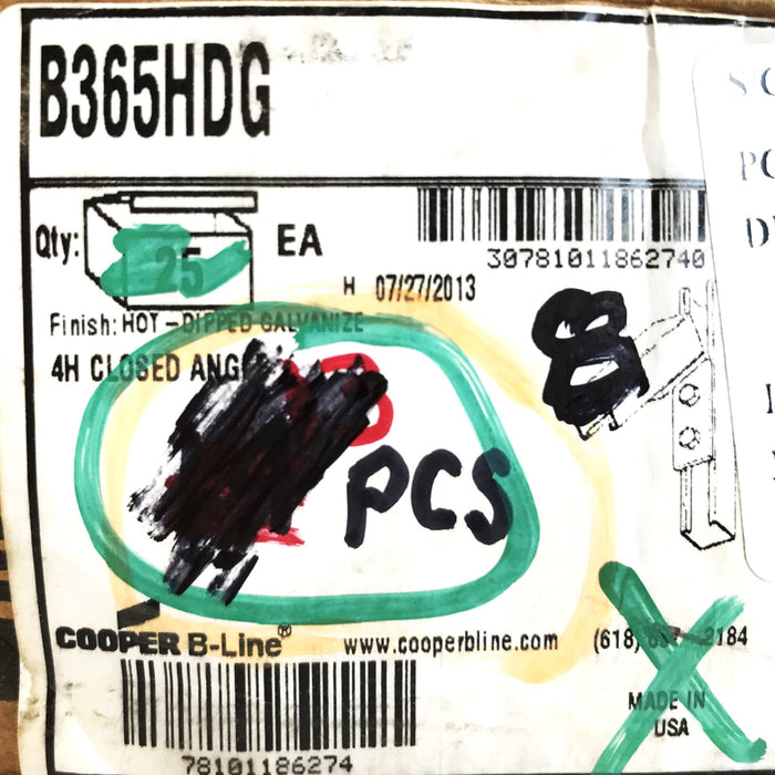 Cooper B-Line Closed Angle Strut B365HDG, Box of 8, NOS