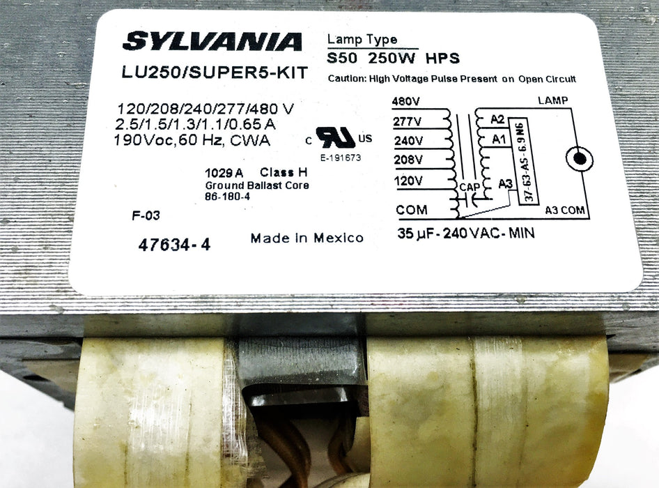 Sylvania Lumalux S50 250W HPS Magnetic Ballast LU250/SUPER5-KIT (47634-4) NOS